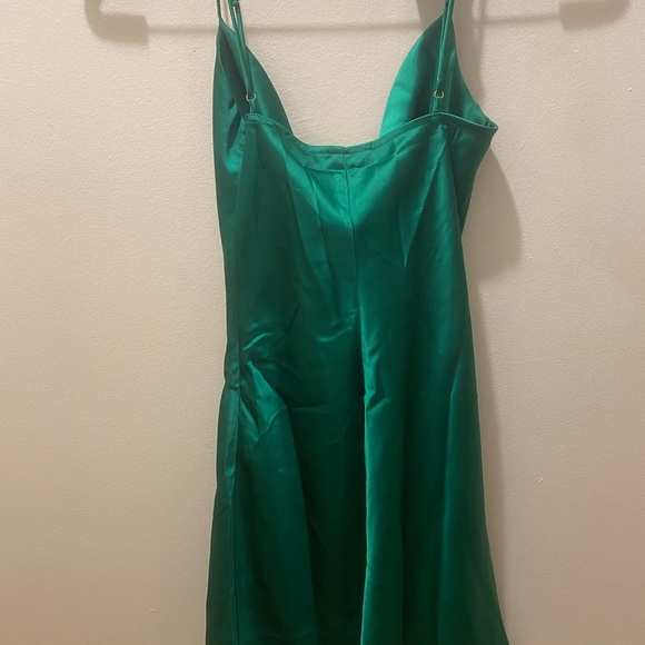 Meshki Tabitha Cowl Neck Mini Dress Emerald Green - Picture 9 of 11